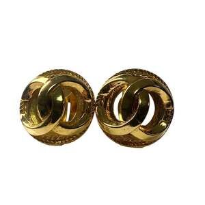 CHANEL Gold Logo Earrings